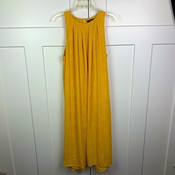 Theory Dresses & Skirts - Theory Size 10 Midi Maxi Dress Adelina Ginkgo Leaf Yellow Sleeveless
